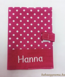 Rózsaszín alapon fehér pötty-piros - EÜ. kis könyv borító termék főképe